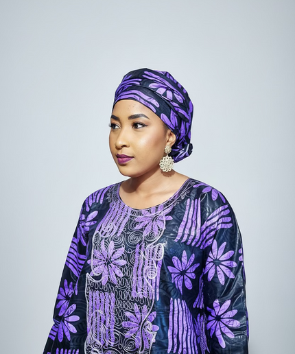 Boubou fanga ml brodé - Violet