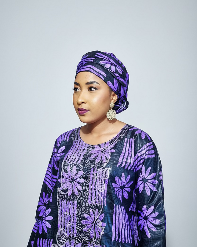 Boubou fanga ml brodé - Violet