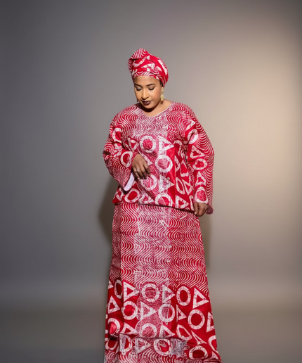 Boubou fanga brodé - Rouge