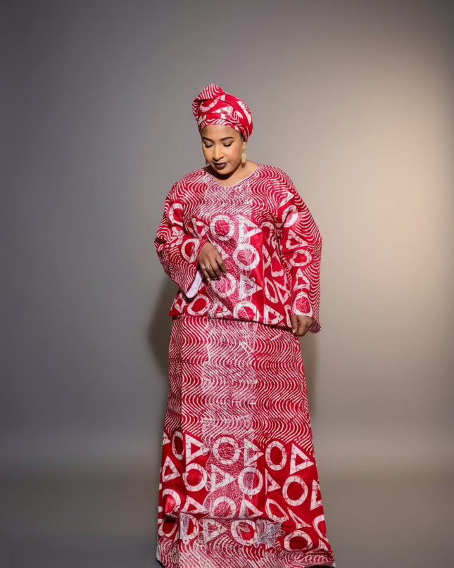 Boubou fanga brodé - Rouge