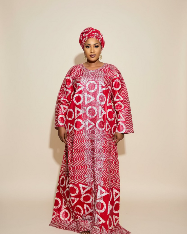 Boubou fanga brodé - Rouge