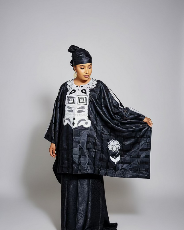 Ensemble organza naija - Noir blanc