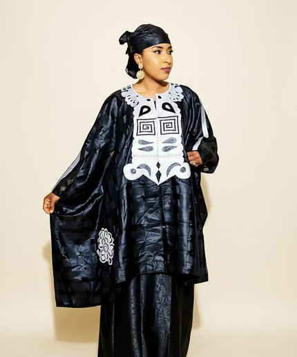 Ensemble organza naija - Noir blanc