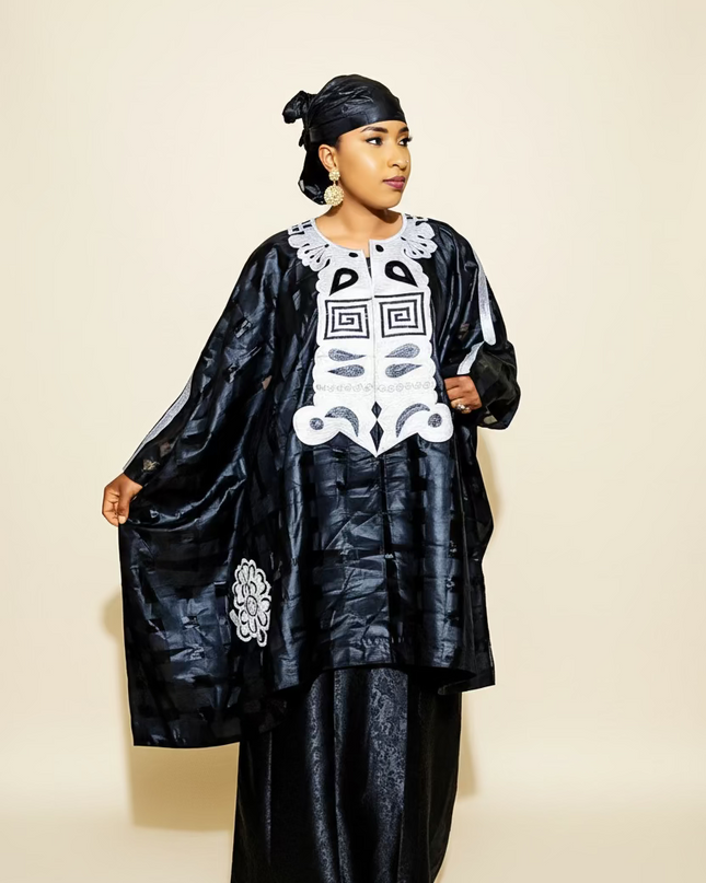 Ensemble organza naija - Noir blanc