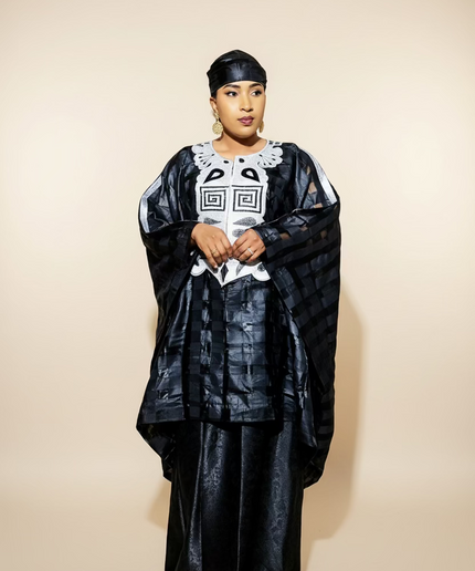 Ensemble organza naija - Noir blanc