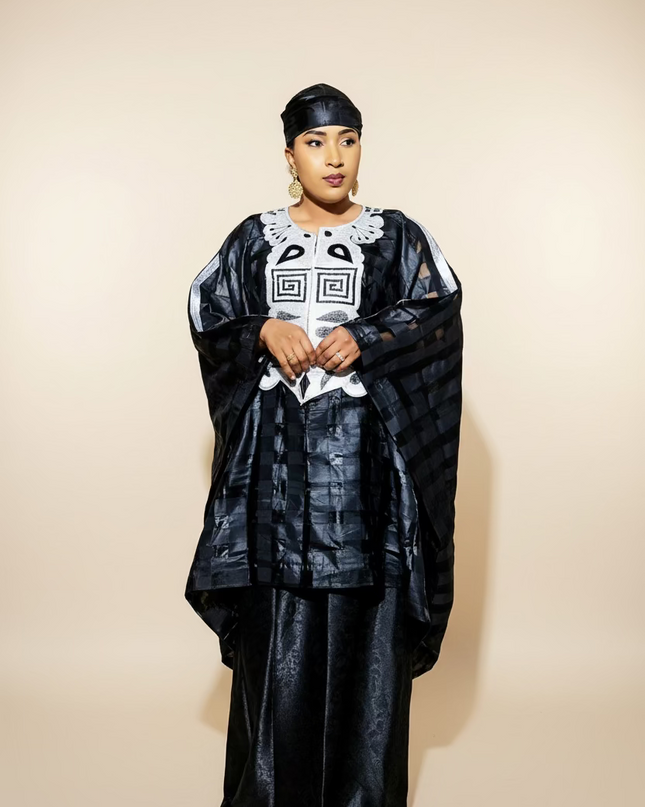 Ensemble organza naija - Noir blanc
