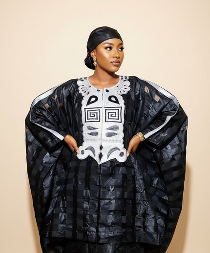 Ensemble organza naija - Noir blanc