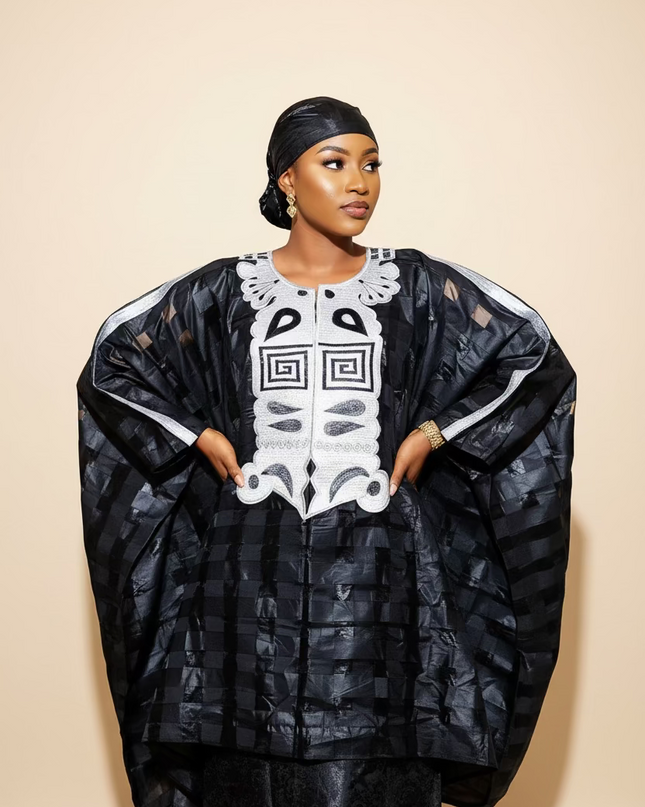 Ensemble organza naija - Noir blanc