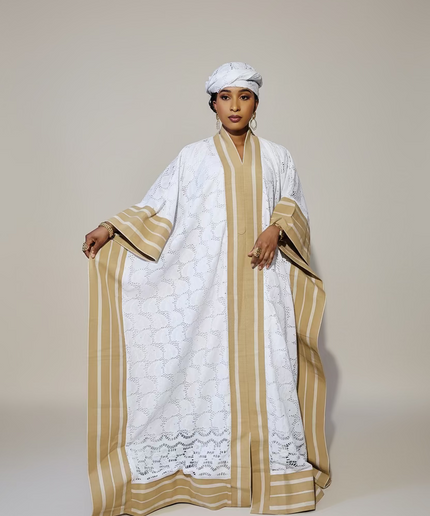 Robe dentelle aso oke - Blanc