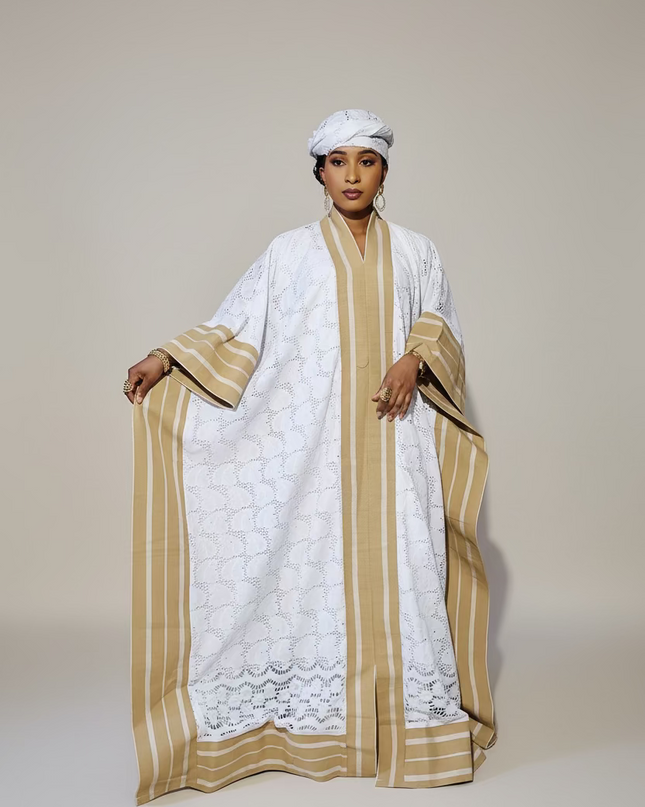 Robe dentelle aso oke - Blanc