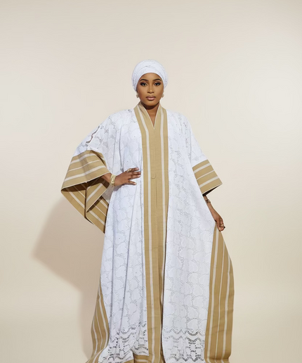 Robe dentelle aso oke - Blanc