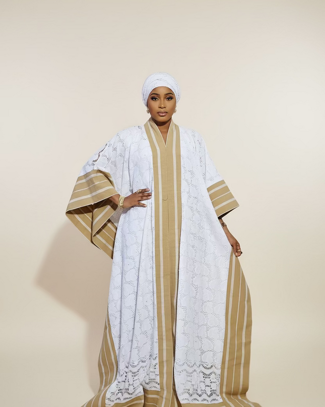 Robe dentelle aso oke - Blanc
