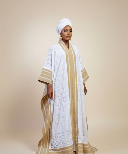 Robe dentelle aso oke - Blanc