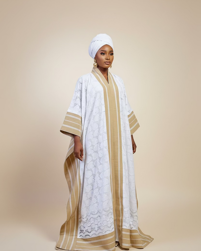 Robe dentelle aso oke - Blanc