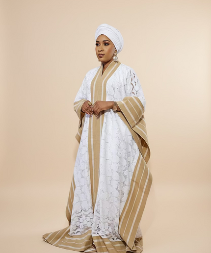 Robe dentelle aso oke - Blanc