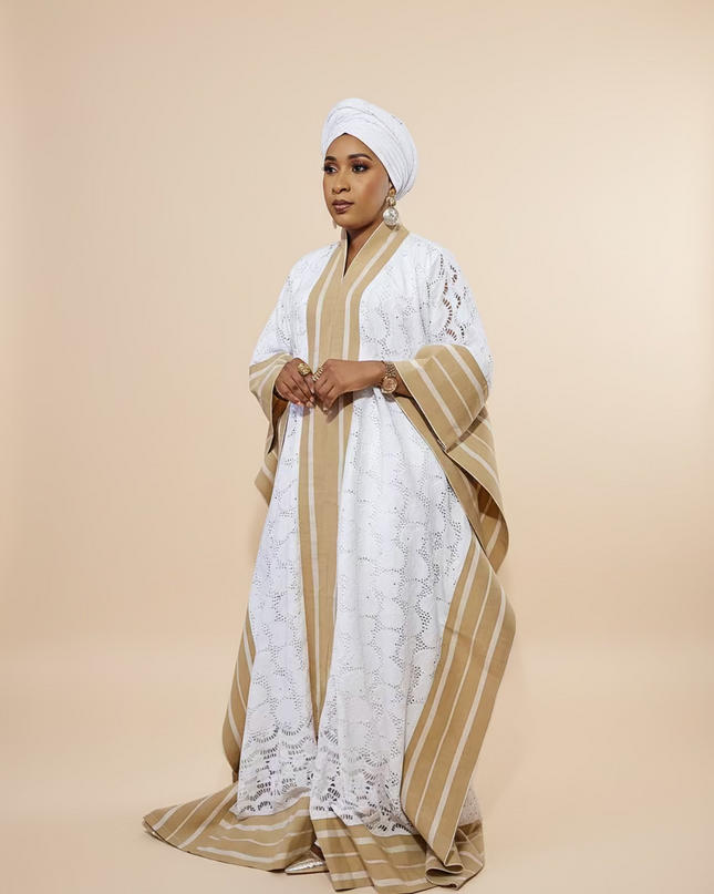 Robe dentelle aso oke - Blanc