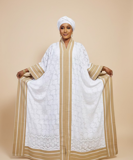 Robe dentelle aso oke - Blanc