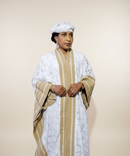 Robe dentelle aso oke - Blanc