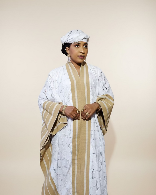 Robe dentelle aso oke - Blanc
