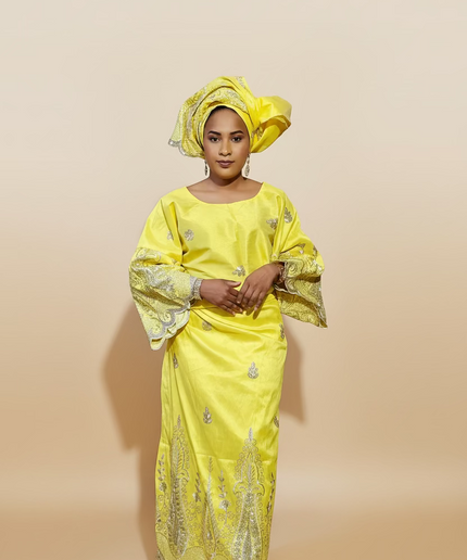 Ensemble traditionnel femme yoruba- Jaune
