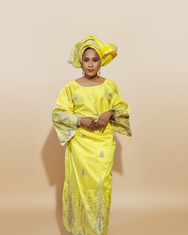 Ensemble traditionnel femme yoruba- Jaune
