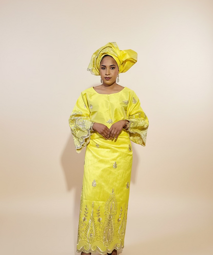 Ensemble traditionnel femme yoruba- Jaune