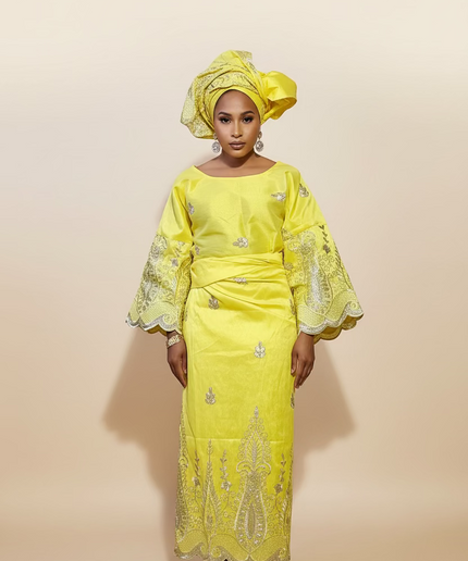 Ensemble traditionnel femme yoruba- Jaune