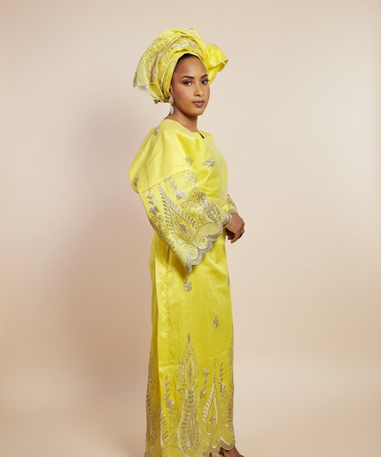 Ensemble traditionnel femme yoruba- Jaune