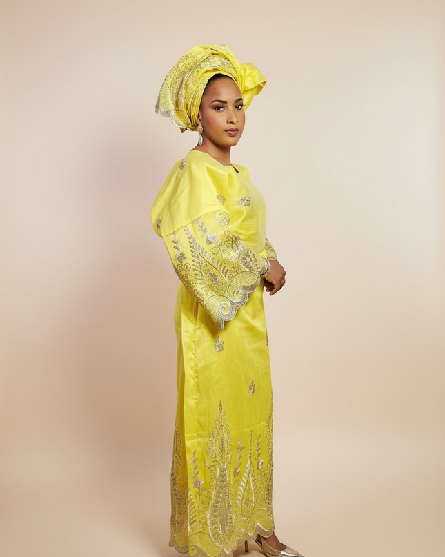 Ensemble traditionnel femme yoruba- Jaune