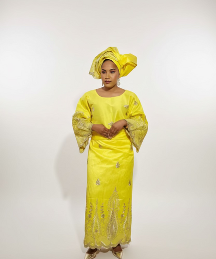 Ensemble traditionnel femme yoruba- Jaune