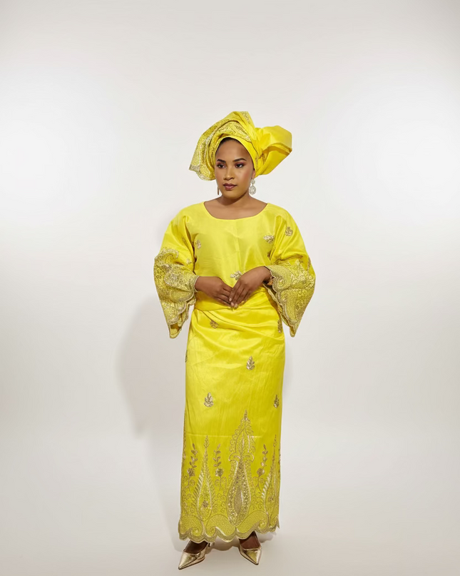 Ensemble traditionnel femme yoruba- Jaune