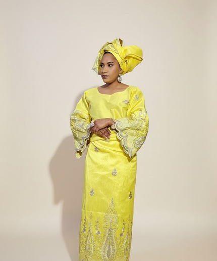 Ensemble traditionnel femme yoruba- Jaune