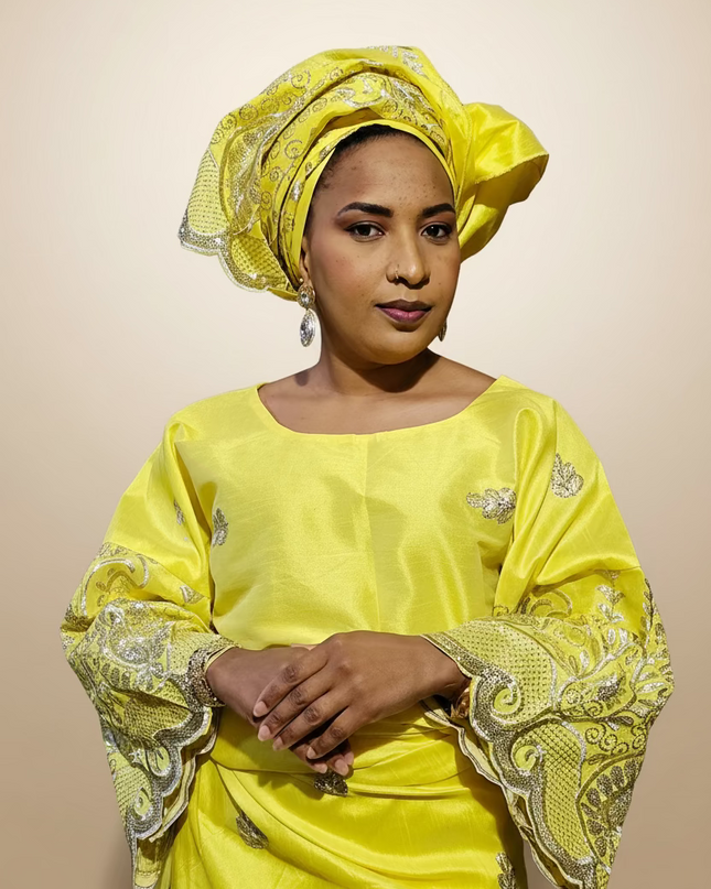 Ensemble traditionnel femme yoruba- Jaune