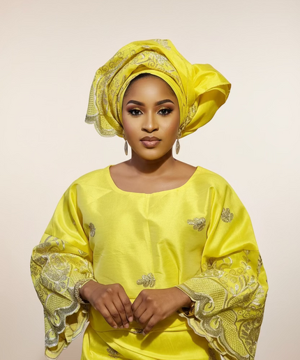 Ensemble traditionnel femme yoruba- Jaune