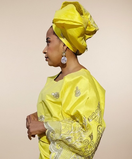 Ensemble traditionnel femme yoruba- Jaune