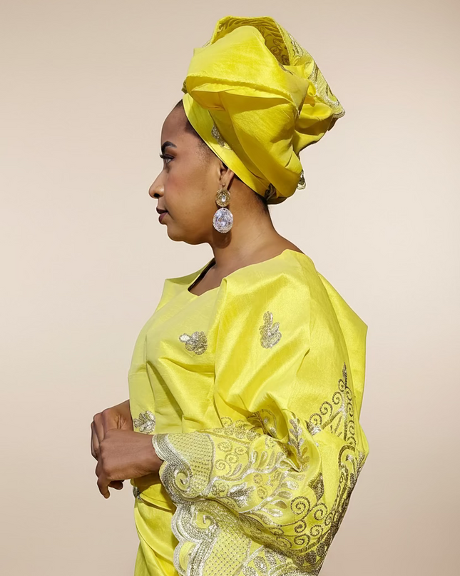 Ensemble traditionnel femme yoruba- Jaune