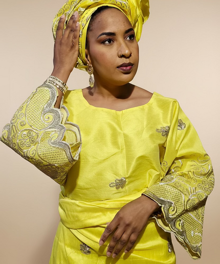 Ensemble traditionnel femme yoruba- Jaune