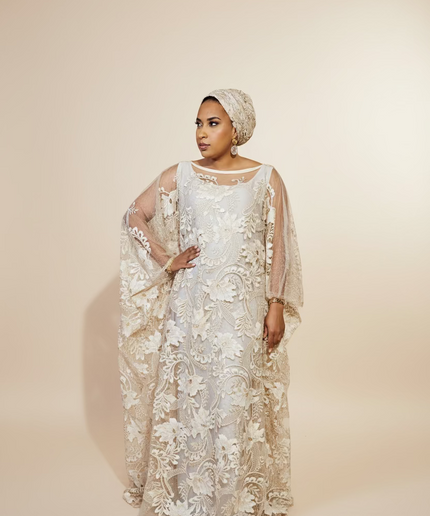Robe 2pcs dentelle guipure - Gris