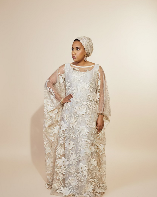 Robe 2pcs dentelle guipure - Gris
