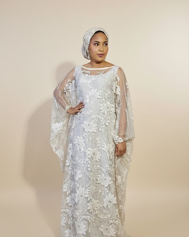 Robe 2pcs dentelle guipure - Gris
