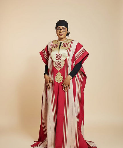 Boubou aso oke oloyé brodé - Bordeaux
