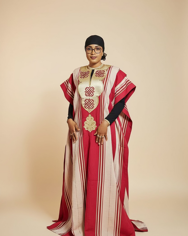 Boubou aso oke oloyé brodé - Bordeaux