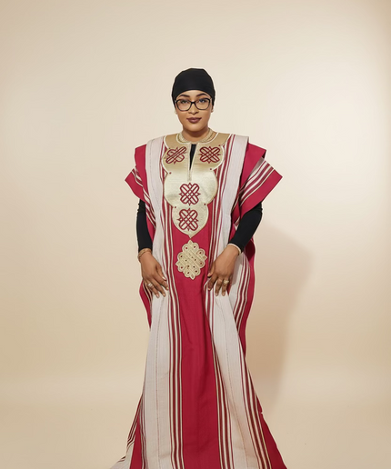 Boubou aso oke oloyé brodé - Bordeaux
