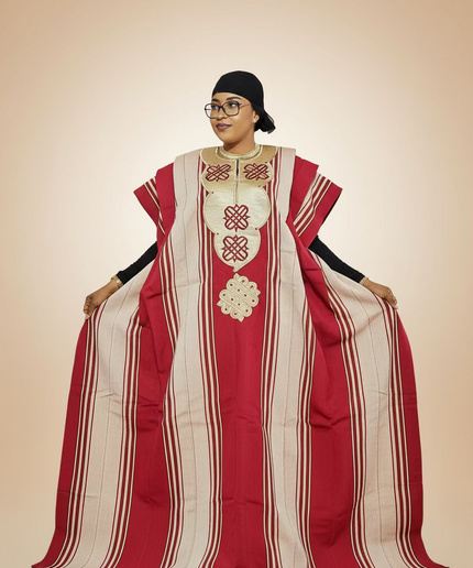 Boubou aso oke oloyé brodé - Bordeaux