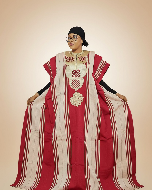 Boubou aso oke oloyé brodé - Bordeaux