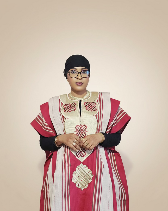 Boubou aso oke oloyé brodé - Bordeaux