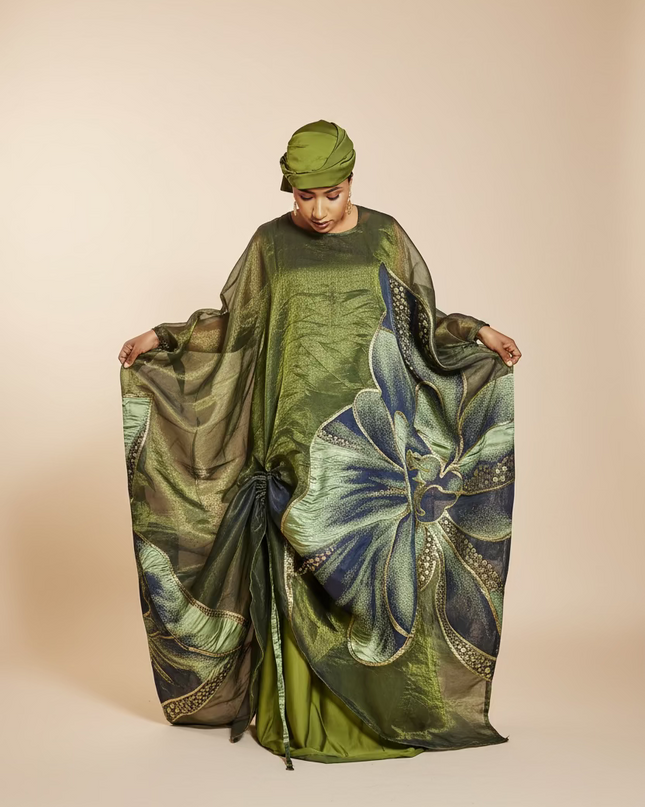 Ensemble brocart organza - Vert