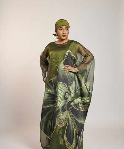 Ensemble brocart organza - Vert