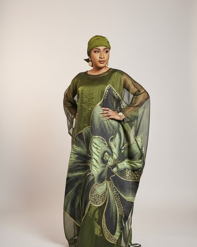 Ensemble brocart organza - Vert