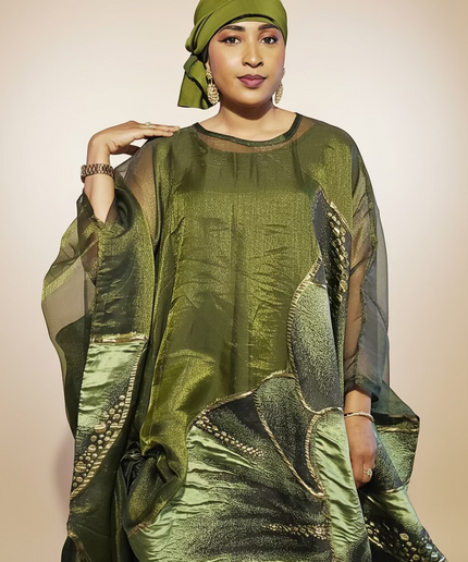 Ensemble brocart organza - Vert